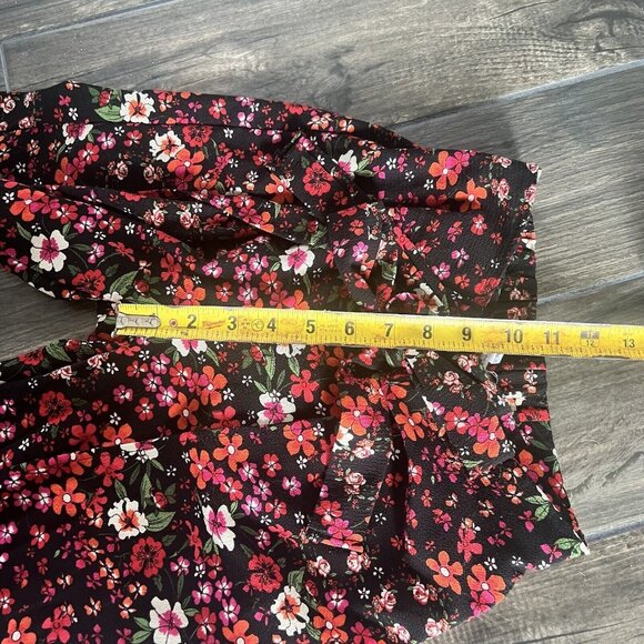 Acaci Pants Black Pink Floral Size Small Bow - Picture 4 of 6